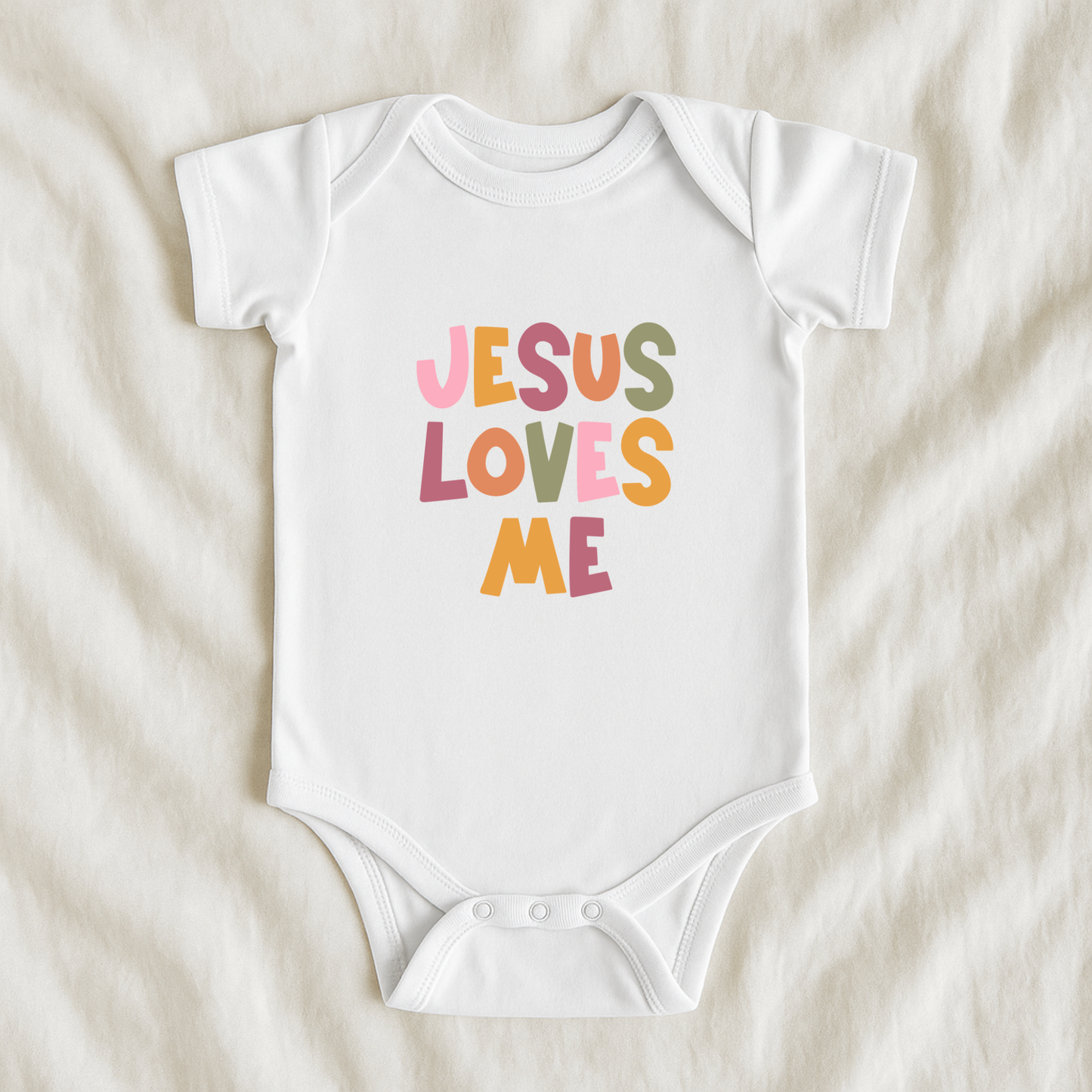 Jesus Loves Me Baby Rabbit Skins® Infant Bodysuit | Christian Baby Outfit